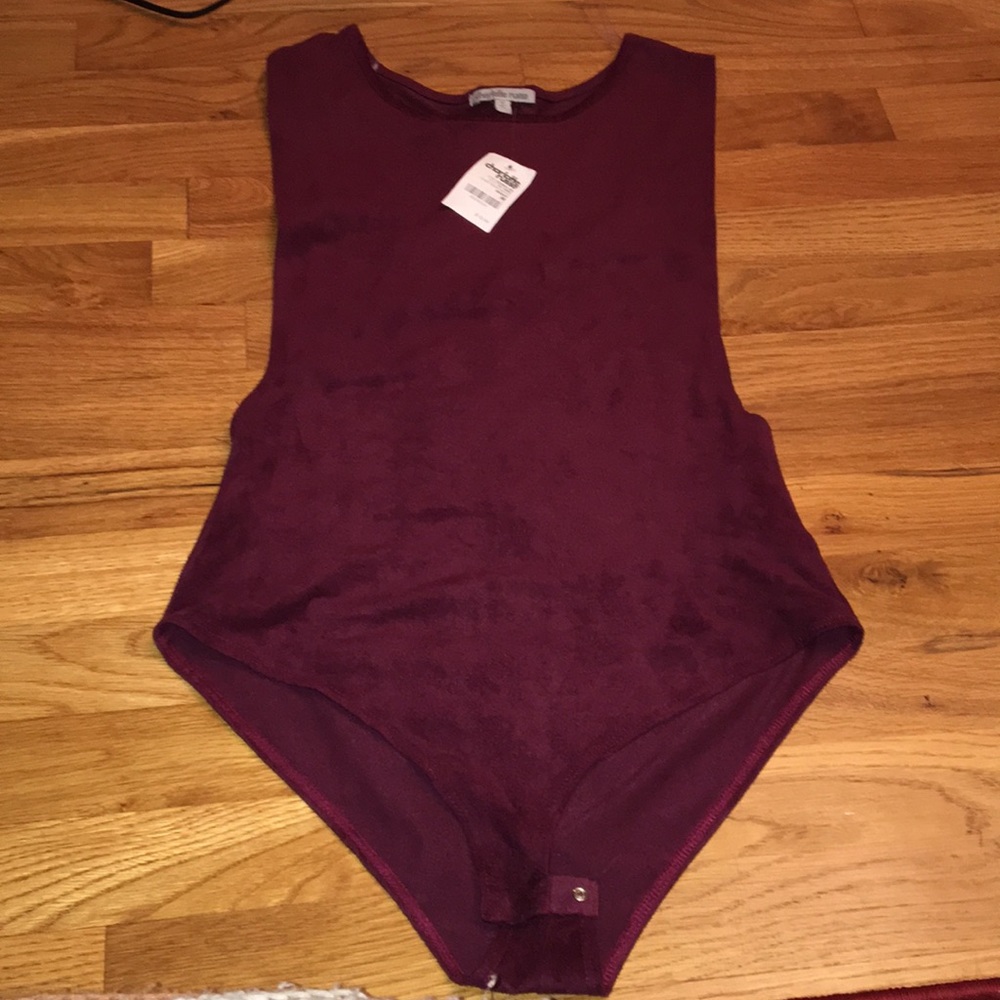 Muscle tank bodysuit maroon suede Charlotte Russe
